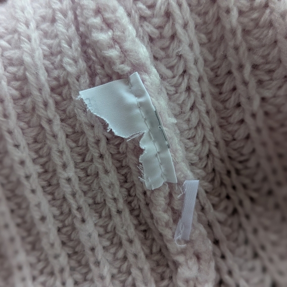 J. Crew Cable Knit Pom Pom Women's Lilac Azra Knit Lambswool Fisherman Sweater L - Picture 12 of 12